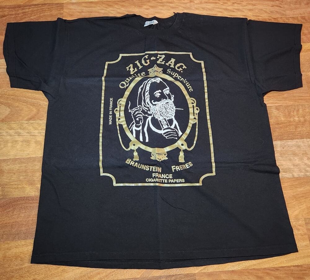 Zig Zag Cigarette Papers Graphic T Shirt Size 2XL Black Heavyweight